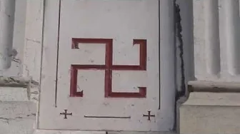 Swastika Nazi Symbols & Swiss Templar´s Crosses on french Basilisk catholic Church