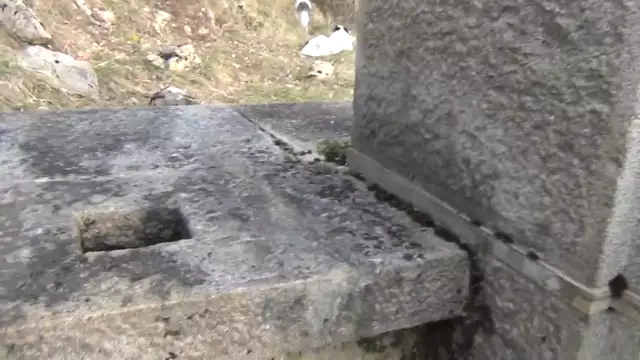 Guillotine with 13 Osiris Stones near Roquefixade Castle in the Middle of French Forest