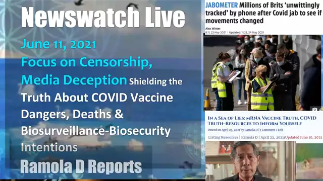 Newswatch Live  June 11 2021  Censorship  Media Deception Sheathe The Truth About COVID Vaccine Dangers Deaths and Global Biosurveillance Biosecurity Intentions