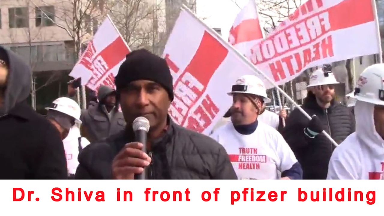 Dr. Shiva in front of pfizer building