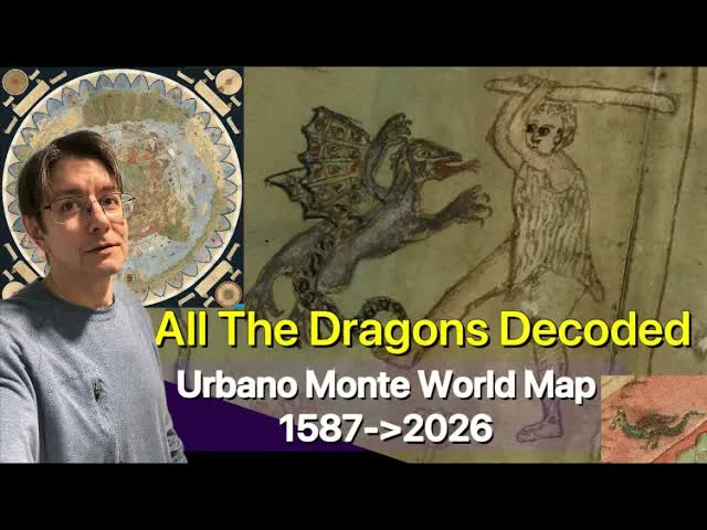 Dragons Compendium ''The Lost'' Urbano Monte World Map 1587 List of Dragons with Lore